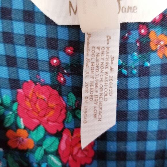 Matilda Jane Fa La La Button Front Gingham Floral Dress 26642D - Size M - Picture 6 of 7